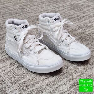 Vans kids Ski8-hi top all white size 13 youth (little kid)